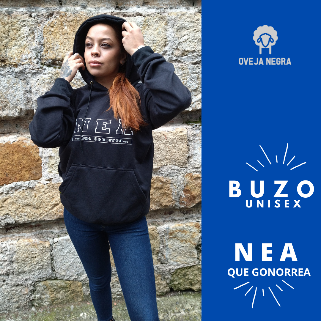 BUZO UNISEX NEGRO - NEA QUE GONORREA