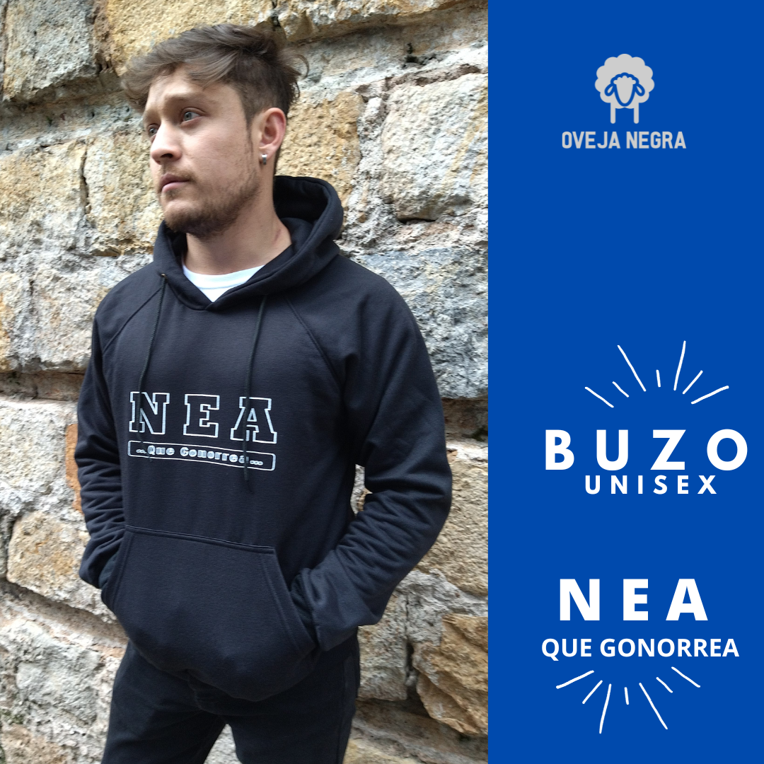 BUZO UNISEX NEGRO - NEA QUE GONORREA